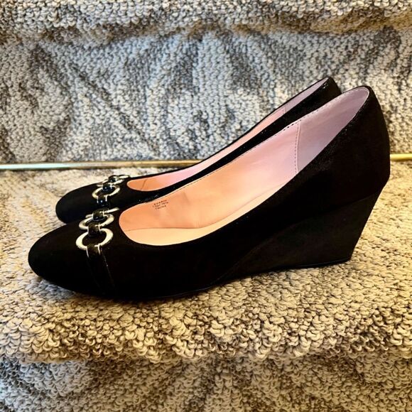 EUC Taryn by Taryn Rose Kerrin Black Shimmer Wedge Heels Shoes Size 8 M - Picture 2 of 8